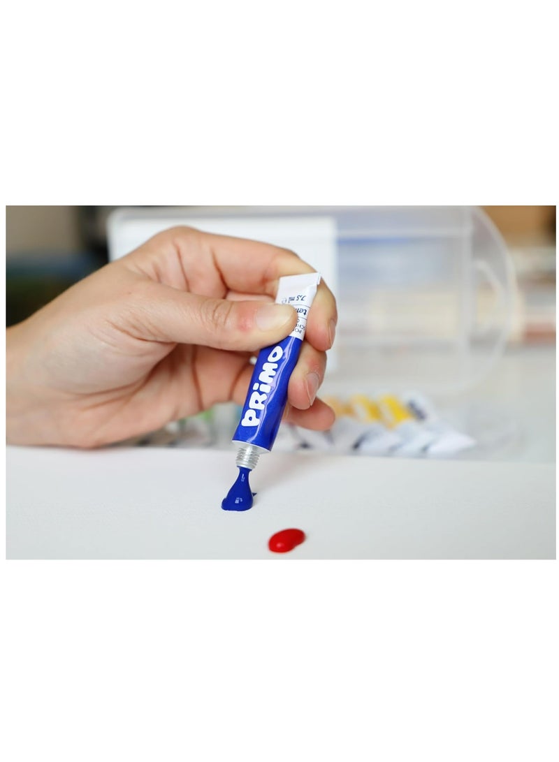 بريمو موروكولور بريمو، ١٢ لونًا من ألوان التمبرا، ٧٫٥ مل، ألوان تمبرا في أنابيب بألوان زاهية وكثيفة ومعتمة، مثالية لجميع الأسطح، علبة متعددة الاستخدامات قابلة لإعادة الاستخدام، صنع في إيطاليا - Image 5